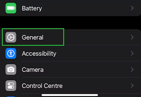 Navigate to General