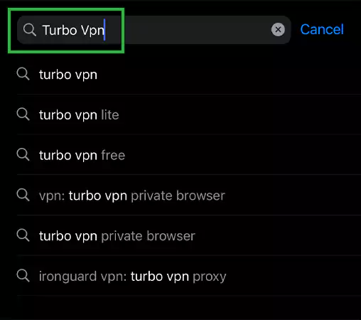 Search for and navigate to Turbo VPN