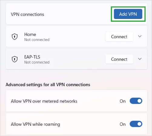 Tap on Add Vpn