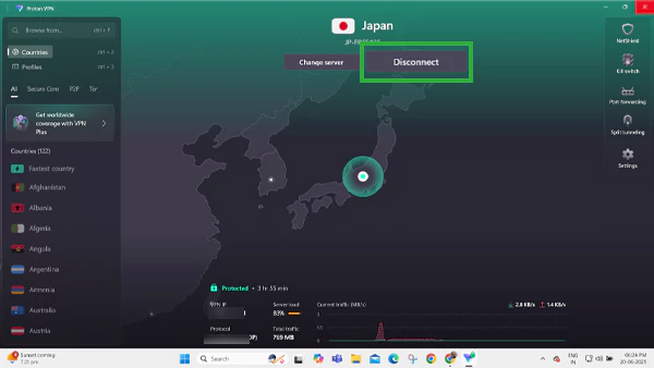 Click on Disconnect