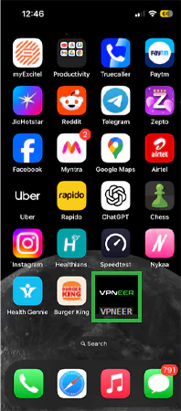 Open the VPNEER applications