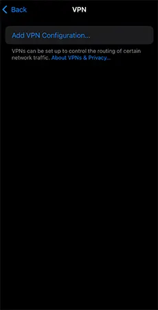 Tap on Add VPN Configuration