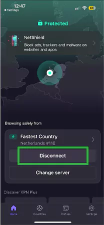 Tap on Disconnect