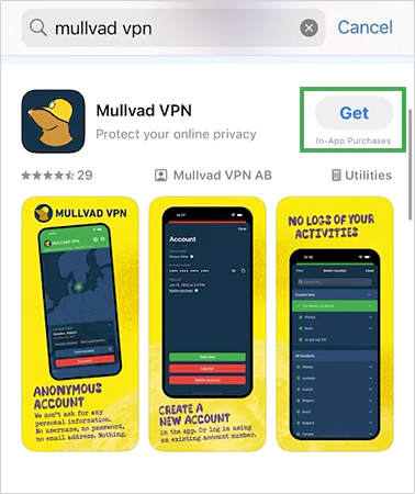 Search for the Mullvad VPNs