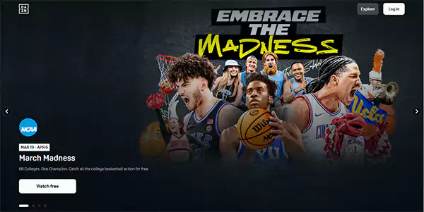 DAZN homepage