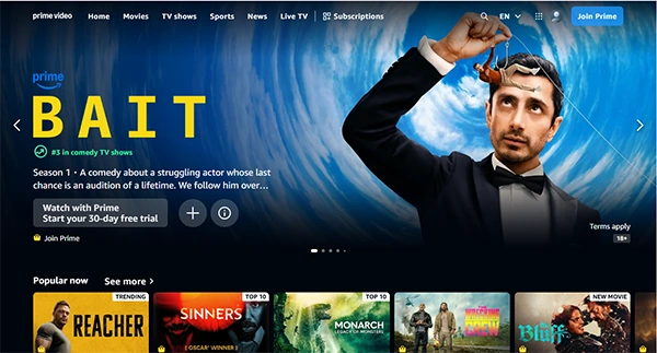 Amazon Prime Video page