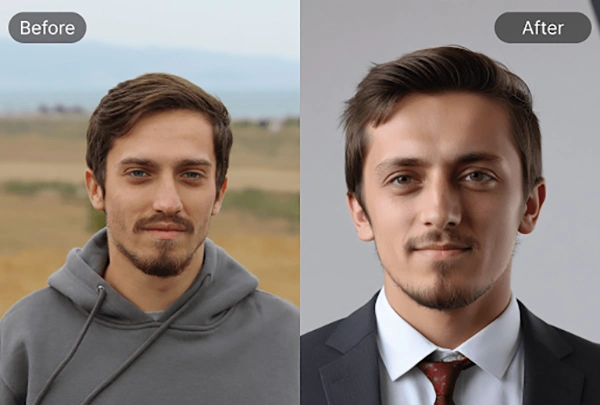 Before and After of a portrait