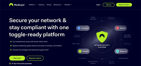 NordLayer (NordVPN) homepage