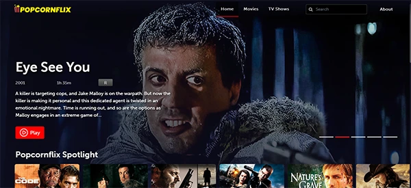 Popcornflix homepage